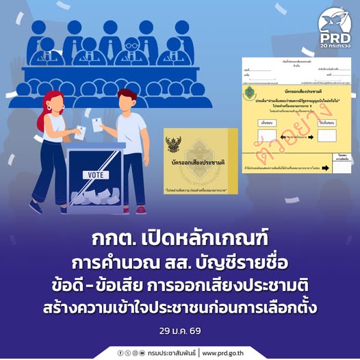 กกต. เปิดหลักเกณฑ์การคำนวณ สส. บัญชีรายชื่อ ข้อดี - ข้อเสีย การออกเสียงประชามติ สร้างความเข้าใจประชาชนก่อนการเลือกตั้ง