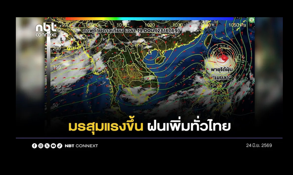 ฝนเพิ่มตามนัด! มรสุมแรงขึ้น ฝนเพิ่มทั่วไทย  