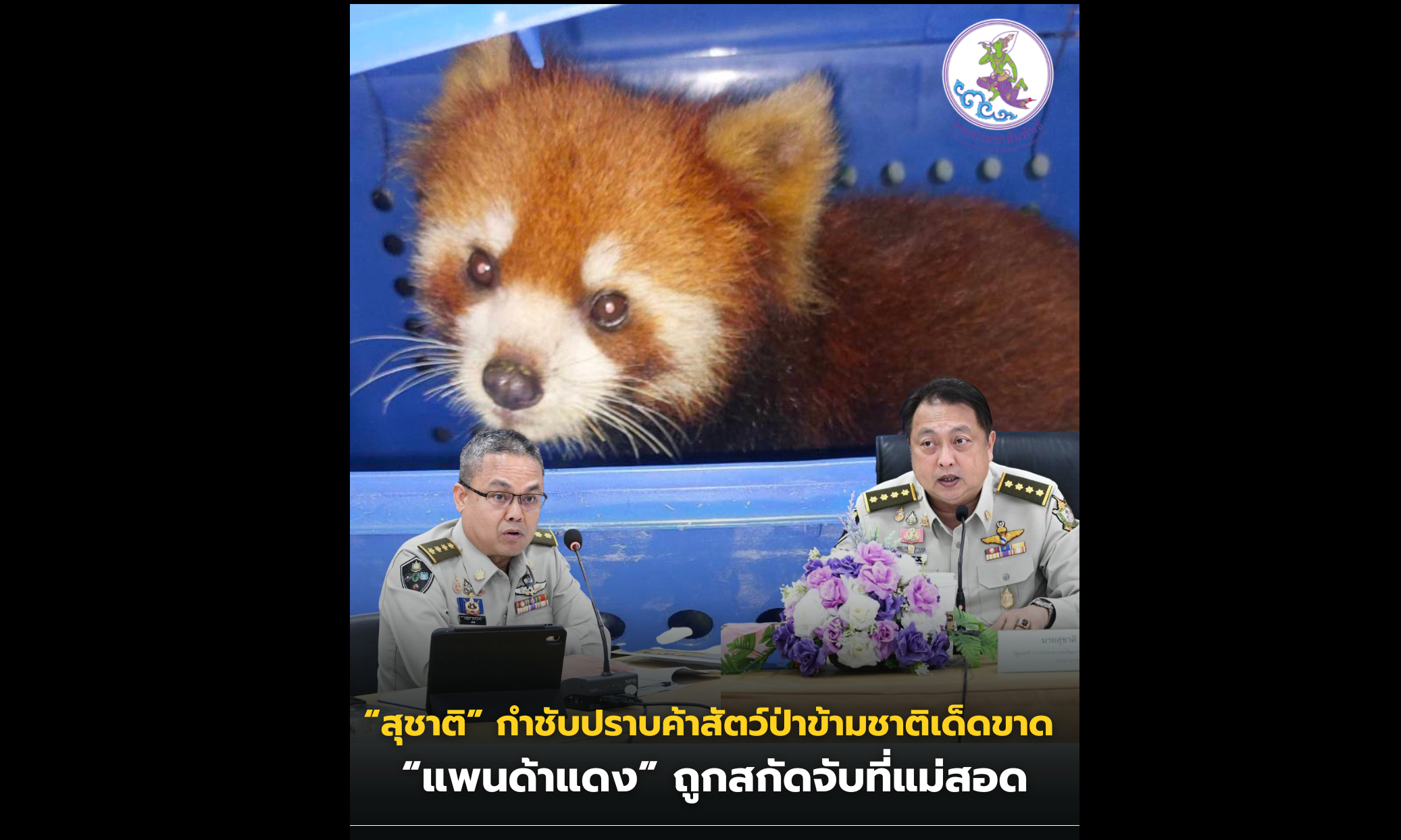 &ldquo;รมว.สุชาติ&rdquo; กำชับปราบค้าสัตว์ป่าข้ามชาติเด็ดขาด หลังอธิบดีกรมอุทยานฯ รายงานรับมอบ &ldquo;แพนด้าแดง&rdquo; ถูกสกัดจับที่แม่สอด